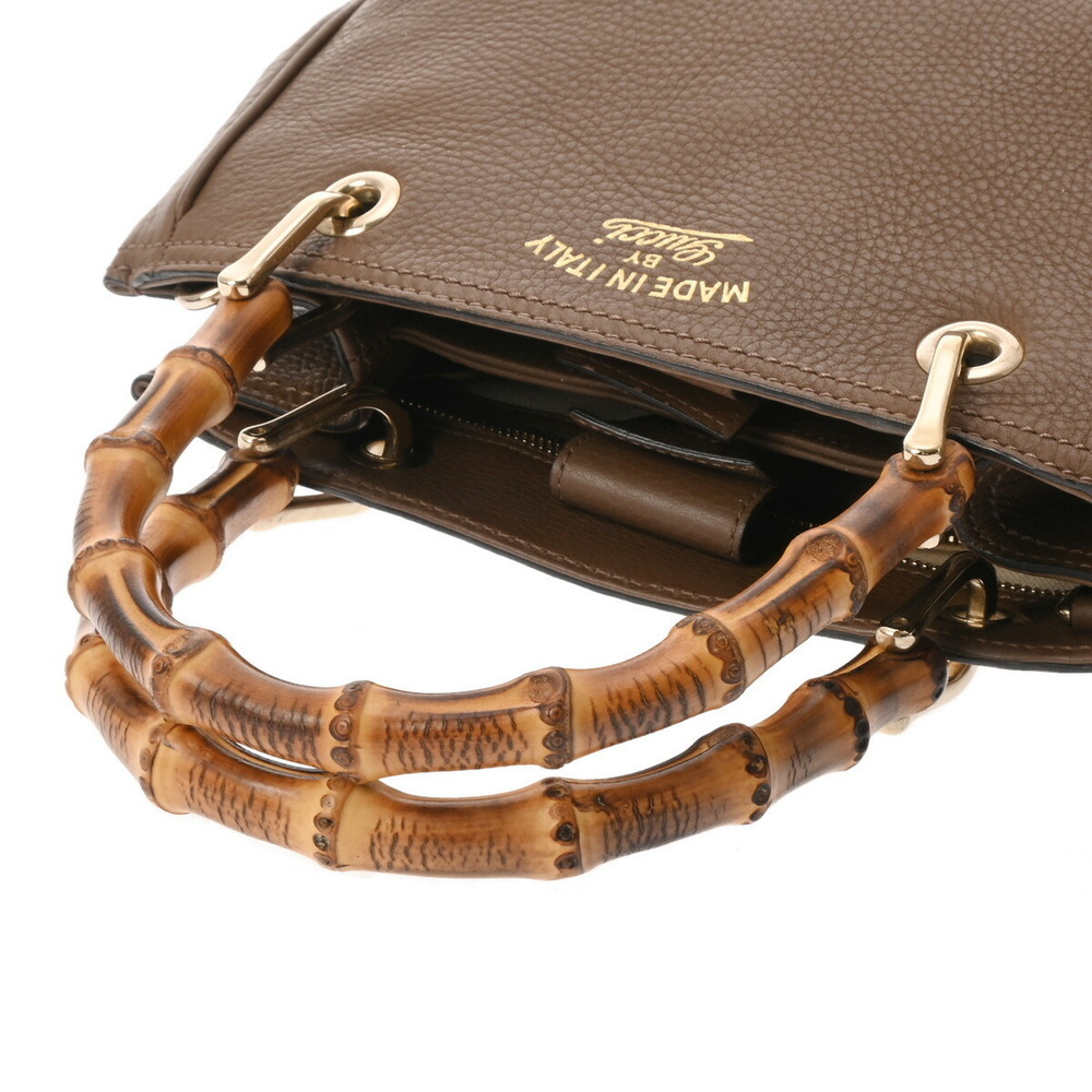 Gucci Bag Top Handbag Handle Bamboo Calfskin Brown - Picture 3 of 11
